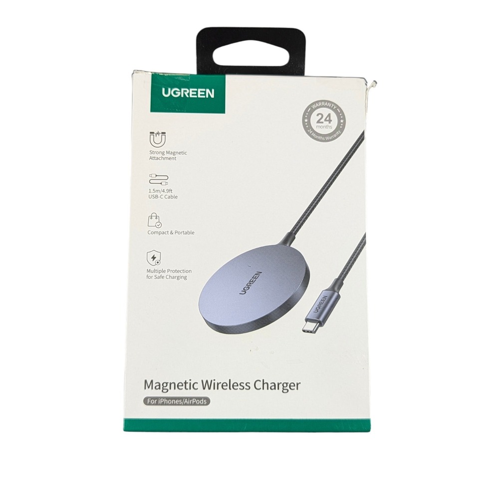 Cc7O UGREEN - Magnetic Wireless Charger for iPhone 17 - 12 / Airpods Magsafe Gry